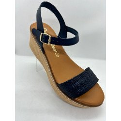 45407 sandales compensées en cuir