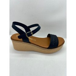 45407 sandales compensées en cuir
