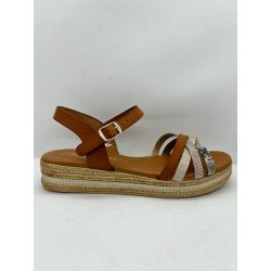 14633 sandales compensées en cuir