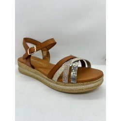 14633 sandales compensées en cuir
