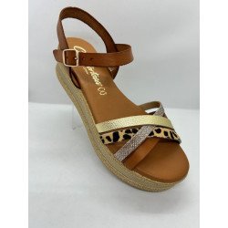15633 sandales compensées en cuir