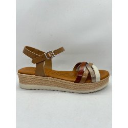 5690 sandales compensées en cuir