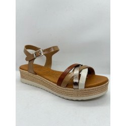 5690 sandales compensées en cuir
