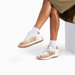 Baskets Mona blanc et rose gold à semelle running