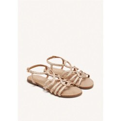 SANDALES DORÉES EN CUIR TRESSÉ YAKIMA