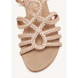 SANDALES DORÉES EN CUIR TRESSÉ YAKIMA
