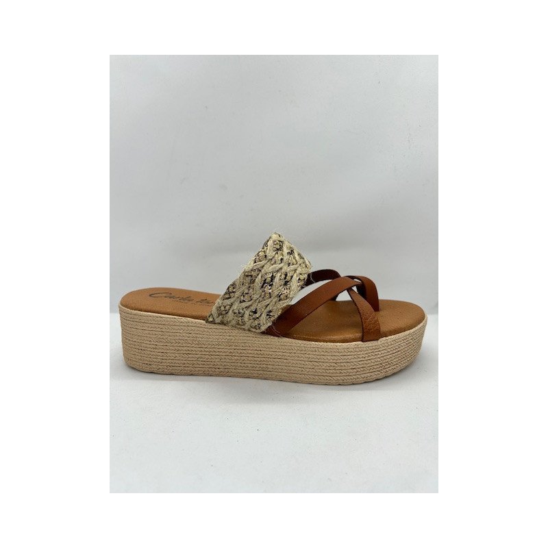 Mules compensés en cuir