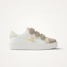 Baskets éclair Michaella blanc et beige à scratchs