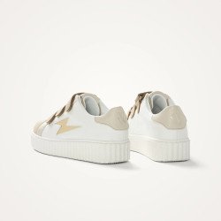 Baskets éclair Michaella blanc et beige à scratchs