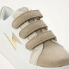 Baskets éclair Michaella blanc et beige à scratchs