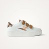 Baskets éclair Délia blanc et bronze à scratchs