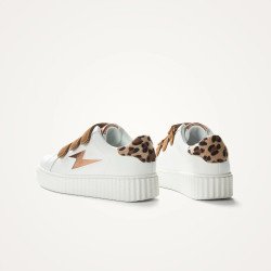 Baskets éclair Délia blanc et bronze à scratchs