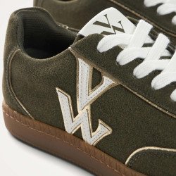 Baskets monogramme Sarah vert kaki à semelle rétro