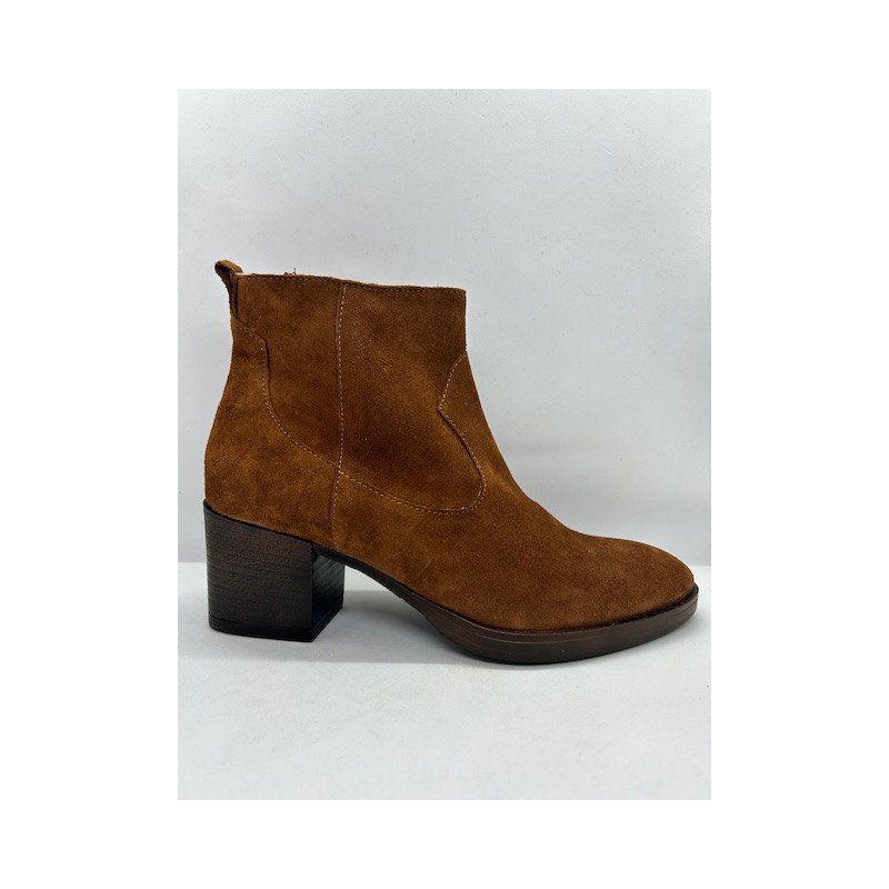 Bottines E/N en cuir camel Verriere