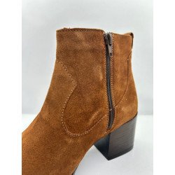 Bottines E/N en cuir camel Verriere