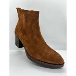Bottines E/N en cuir camel Verriere