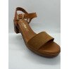 Sandale à talon camel en cuir