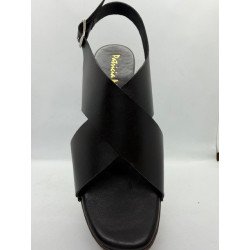 Sandale style sabot noir en cuir