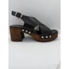 Sandale style sabot noir en cuir