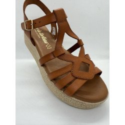 Sandale compensée en cuir