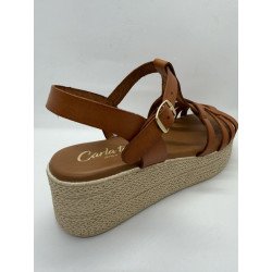 Sandale compensée en cuir